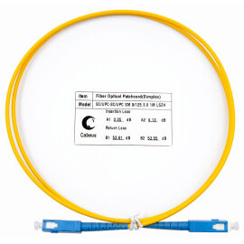 Шнур оптический SC/UPC-SC/UPC, SM, 0,5м, Simplex, желтый,Cabeus FOP(s)-9-SC-SC-0,5m