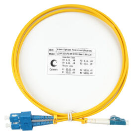 Шнур оптический LC/UPC-SC/UPC, SM, 1,5м, Duplex, желтый,Cabeus FOP(d)-9-LC-SC-1,5m