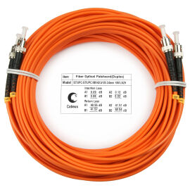 Шнур оптический ST/UPC-ST/UPC, МM, 62,5/125, 25м, Duplex, оранж., Cabeus FOP-62-ST-ST-25m