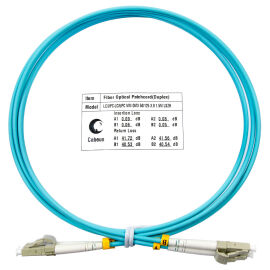 Шнур оптический LC/UPC-LC/UPC, МM, 50/125, OM3, 1,5м, Duplex, бирюз., Cabeus FOP-50-LC-LC-1,5m