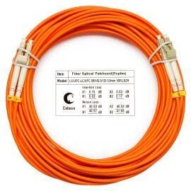 Шнур оптический LC/UPC-LC/UPC, МM, 62,5/125, 20м, Duplex, оранж., Cabeus FOP-62-LC-LC-20m