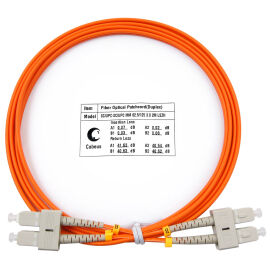 Шнур оптический SC/UPC-SC/UPC, МM, 62,5/125, 2м, Duplex, оранж., Cabeus FOP-62-SC-SC-2m