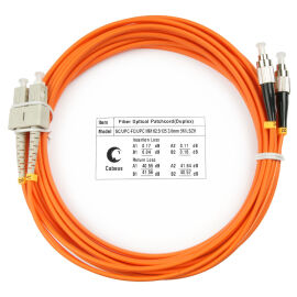 Шнур оптический SC/UPC-FC/UPC, МM, 62,5/125, 10м, Duplex, оранж., Cabeus FOP-62-SC-FC-10m