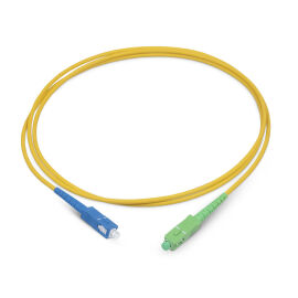Шнур оптический SC/APC-SC/UPC, SM, 1,5м, Simplex, желтый, Cabeus FOP(s)-9-SC/APC-SC/UPC-1,5m