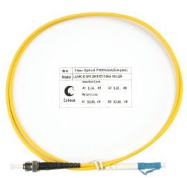 Шнур оптический LC/UPC-ST/UPC, SM, 1,5м, Simplex, желтый, Cabeus FOP(s)-9-LC-ST-1,5m