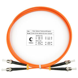 Шнур оптический ST/UPC-ST/UPC, МM, 62,5/125, 1,5м, Duplex, оранж., Cabeus FOP-62-ST-ST-1,5m