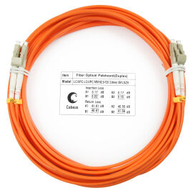 Шнур оптический LC/UPC-LC/UPC, МM, 62,5/125, 7м, Duplex, оранж., Cabeus FOP-62-LC-LC-7m