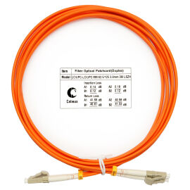 Шнур оптический LC/UPC-LC/UPC, МM, 62,5/125, 3м, Duplex, оранж., Cabeus FOP-62-LC-LC-3m
