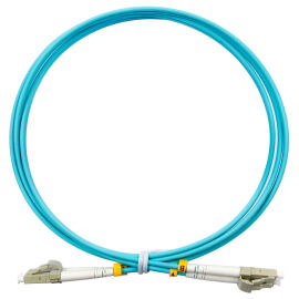 Шнур оптический LC/UPC-LC/UPC, МM, 50/125, OM3, 0,5м, Duplex, бирюз., Cabeus FOP-50-LC-LC-0,5m