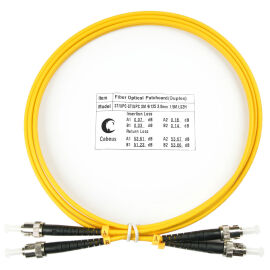 Шнур оптический ST/UPC-ST/UPC, SM, 1,5м, Duplex, желтый, Cabeus FOP(d)-9-ST-ST-1,5m