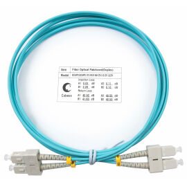 Шнур оптический SC/UPC-SC/UPC, МM, 50/125, OM3, 1,5м, Duplex, бирюз., Cabeus FOP-50-SC-SC-1,5m