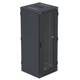 Шкаф напольный 19", 46U, 800x800мм, перед. дв. стекло, зад. дв. металл, черн., Legrand 446090