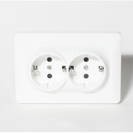 Розетка электрическая 2x2К+З, 16А, 220-250В, белая, SPL 201003