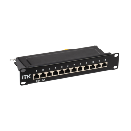 Патч-панель 1U, 10", 12хRJ45, STP, кат.6A, Dual IDC, ITK PP12-1UC6AS-D05-10