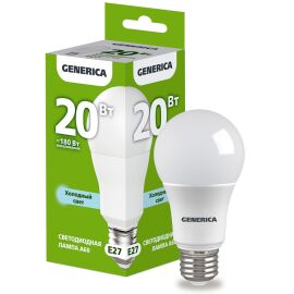 Лампа светодиодная A60 груша 20Вт 230В 6500К E27 GENERICA
