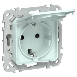 FLITE Розетка с заземлением с защитными шторками и крышкой 16А IP44 РСшкр11-0-44-ФлХЛ холодный лед I