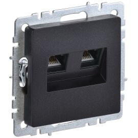 BRITE Розетка компьютерная двойная RJ45 кат.6 РК11-2-БрЧ черный IEK