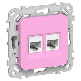 FLITE Розетка 2-местная RJ45/RJ11 категория 5Е/3 UTP РКТ5е/3-2-0-ФлПр пурпурный IEK