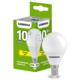 Лампа светодиодная G45 шар 10Вт 230В 3000К E14 GENERICA
