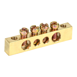 Шина PEN "земля-ноль" 6х9мм 4/2 (4группы/креп по краям), IEK YNN11-04-100