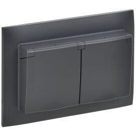 SKANDY Розетка 2-местная и крышкой 16А в сборе IP44 SK-R12T титан IEK