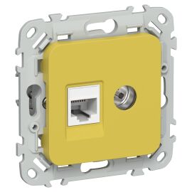 FLITE Розетка 2-местная RJ45/TV категория 5Е UTP РКТВ5е-2-0-ФлЖК желтый карри IEK