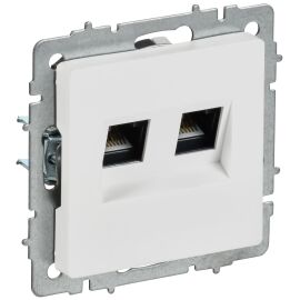 BRITE Розетка компьютерная двойная RJ45 кат.6 РК11-2-БрАБ арктический белый IEK