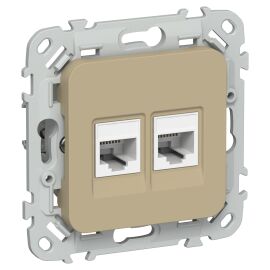 FLITE Розетка 2-местная RJ45/RJ11 категория 5Е/3 UTP РКТ5е/3-2-0-ФлХ хаки IEK