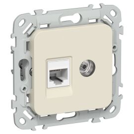 FLITE Розетка 2-местная RJ45/TV категория 5Е UTP РКТВ5е-2-0-ФлСл сливочный IEK