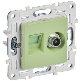 SKANDY Розетка двойная TV+RJ45 кат.6 SK-A15G мятный IEK