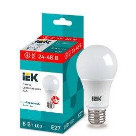 Лампа светодиодная A60 груша 8Вт 24-48В 4000К E27 IEK