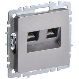 BRITE Розетка компьютерная двойная RJ45 кат.5E РК10-2-БрС сталь IEK