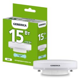 Лампа светодиодная T80 таблетка 15Вт 230В 6500К GX53 GENERICA