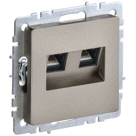 BRITE Розетка компьютерная двойная RJ45 кат.5E РК10-2-БрШ шампань IEK
