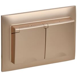 SKANDY Розетка 2-местная и крышкой 16А в сборе IP44 SK-R12Sa песочный IEK