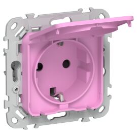 FLITE Розетка с заземлением с защитными шторками и крышкой 16А IP44 РСшкр11-0-44-ФлПр пурпурный IEK