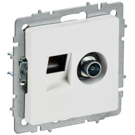 BRITE Розетка двойная TV+RJ45 кат.5E РТВ/РК12-БрАБ арктический белый IEK