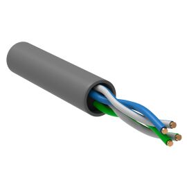 Кабель UTP 2 пары, Кат.5е, внутр., 0.46мм, PVC, серый, уп.100м, GENERICA BC1-C5E02-111-100-R-G