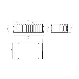 Бокс оптический 19", 1U, 8-96 порт. (SC,LC,ST FC), черн., Hyperline FO-19R-3U-12xSLT-W140H42-96UN-BK