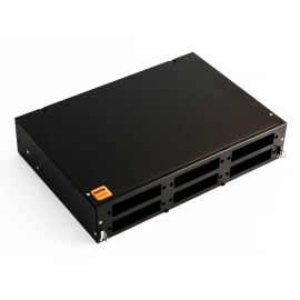 Бокс оптический 19", 2U, 8-48 порт.(SC, duplex LC, ST, FC), черн, HL FO-19V-2U-6xSLT-W130H30-48UN-BK