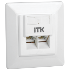Розетка внутренняя 2хRJ45, UTP, кат.5e, белый, ITK CS2-1C06U-2-1